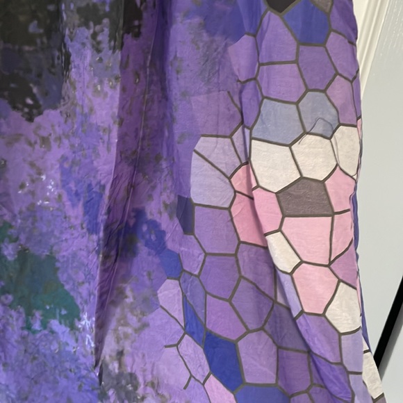 Aoyama Itchome silk scoop neck a-line dress with various scale like print - Picture 5 of 11